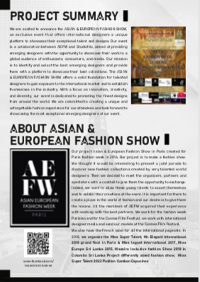 ASIAN AND EUROPEAN FASHION WEEK SS23 - Organizer Rex Christy Fernando - FPROJECT SUMMARY